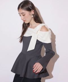 Rirandture(リランドチュール) |[WEB LIMITED]オフショルリボンドッキングニット