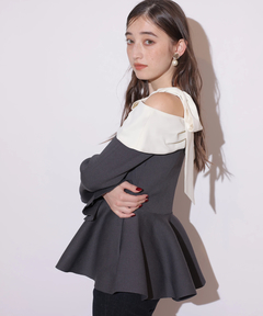Rirandture(リランドチュール) |[WEB LIMITED]オフショルリボンドッキングニット