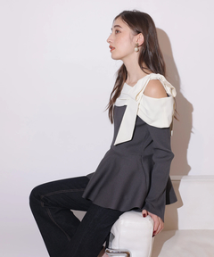 Rirandture(リランドチュール) |[WEB LIMITED]オフショルリボンドッキングニット