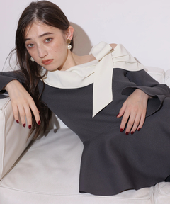 Rirandture(リランドチュール) |[WEB LIMITED]オフショルリボンドッキングニット