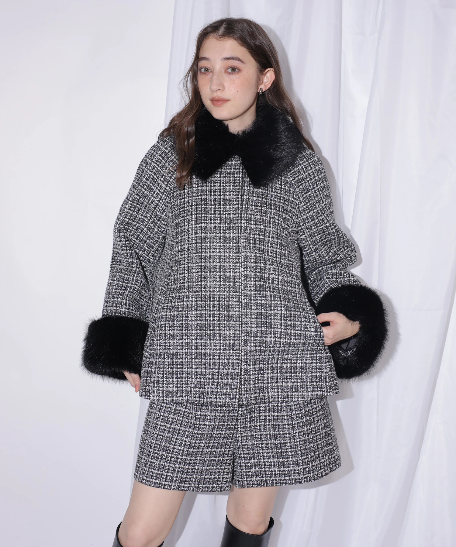 店舗限定》ツィードファー衿ショートコート | コート | Rirandture（リ