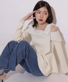 Rirandture(リランドチュール) |【Arpege story限定】オフショルリボンドッキングニット