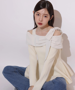 Rirandture(リランドチュール) |【Arpege story限定】オフショルリボンドッキングニット