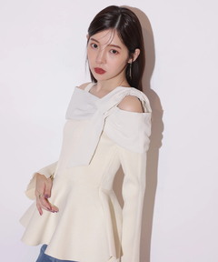 Rirandture(リランドチュール) |【Arpege story限定】オフショルリボンドッキングニット