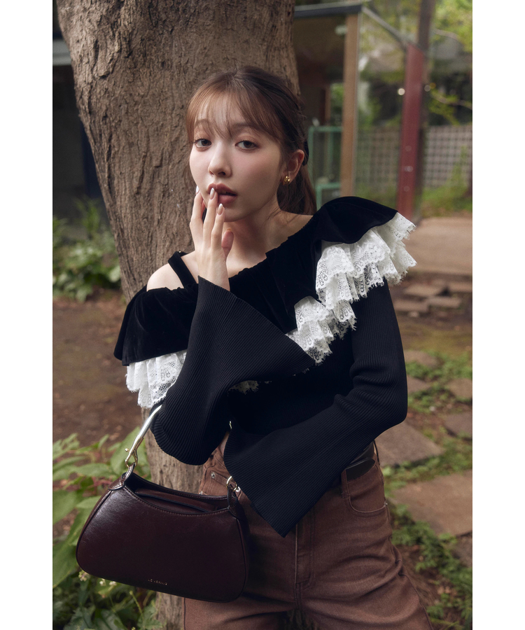 ベロアレースオフショルフリルニット | ニット | Rirandture（リランド