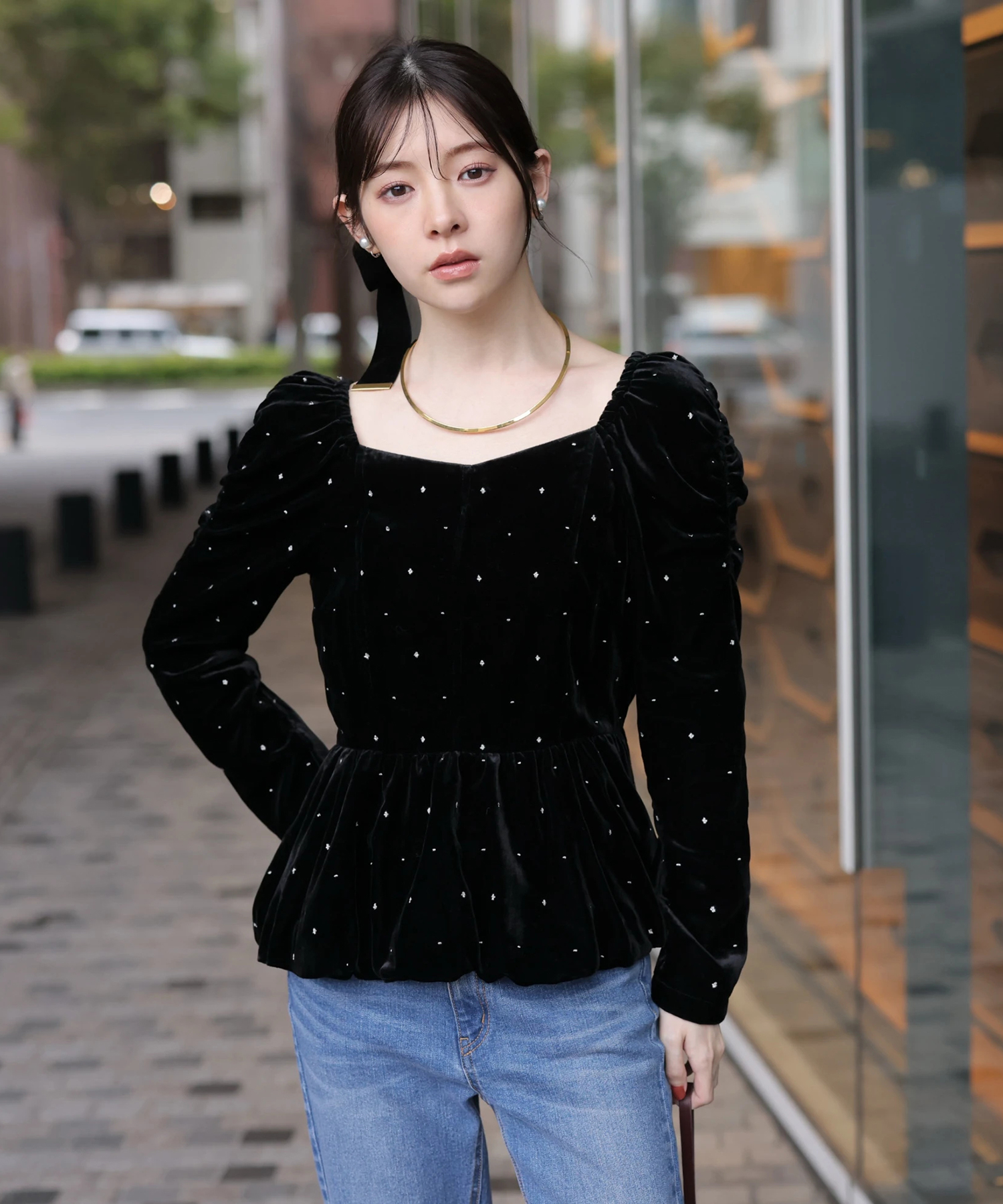 Rirandture ベロア刺繍ペプラムブラウス ベロア刺繍ペプラムブラウス | シャツ・ブラウス | Rirandture（リ