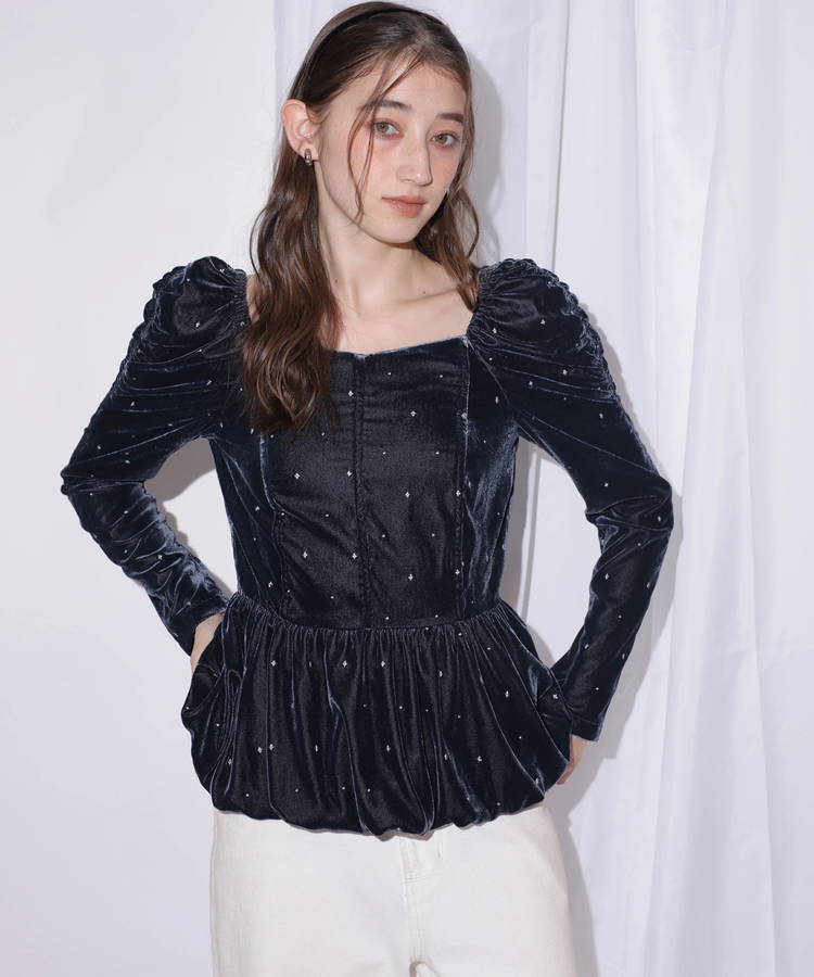 店舗限定》ベロア刺繍ペプラムブラウス | シャツ・ブラウス