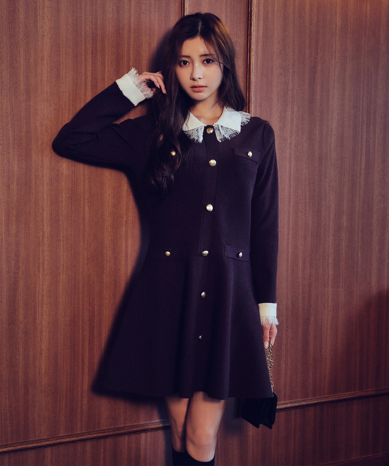 レースカラーミニニットワンピース | ワンピース | Rirandture（リ