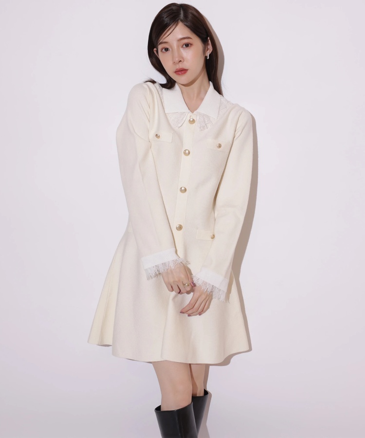 レースカラーミニニットワンピース | ワンピース | Rirandture（リ  