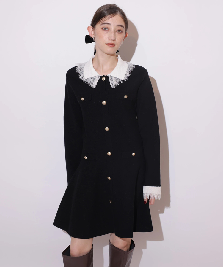 レースカラーミニニットワンピース | ワンピース | Rirandture（リ