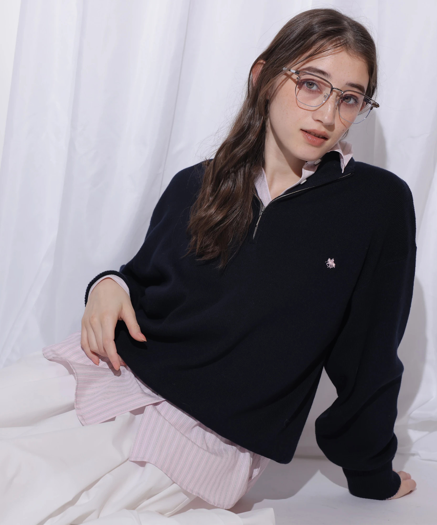 新品リランドチュール　ポロ〈POLO BCSコラボ〉ハーフジップニット　グレー Arpege story限定】POLO BCSコラボハーフジップニット | ニット