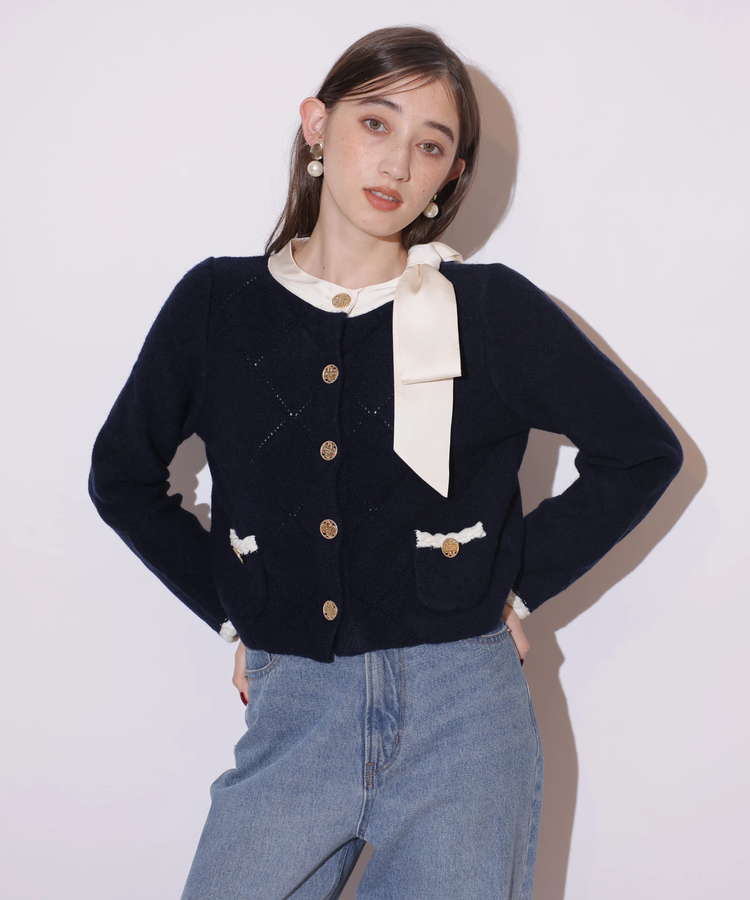 Arpege story限定】〈MARIEBELLEコラボ〉Ribbon Knit Jacket | カーデ