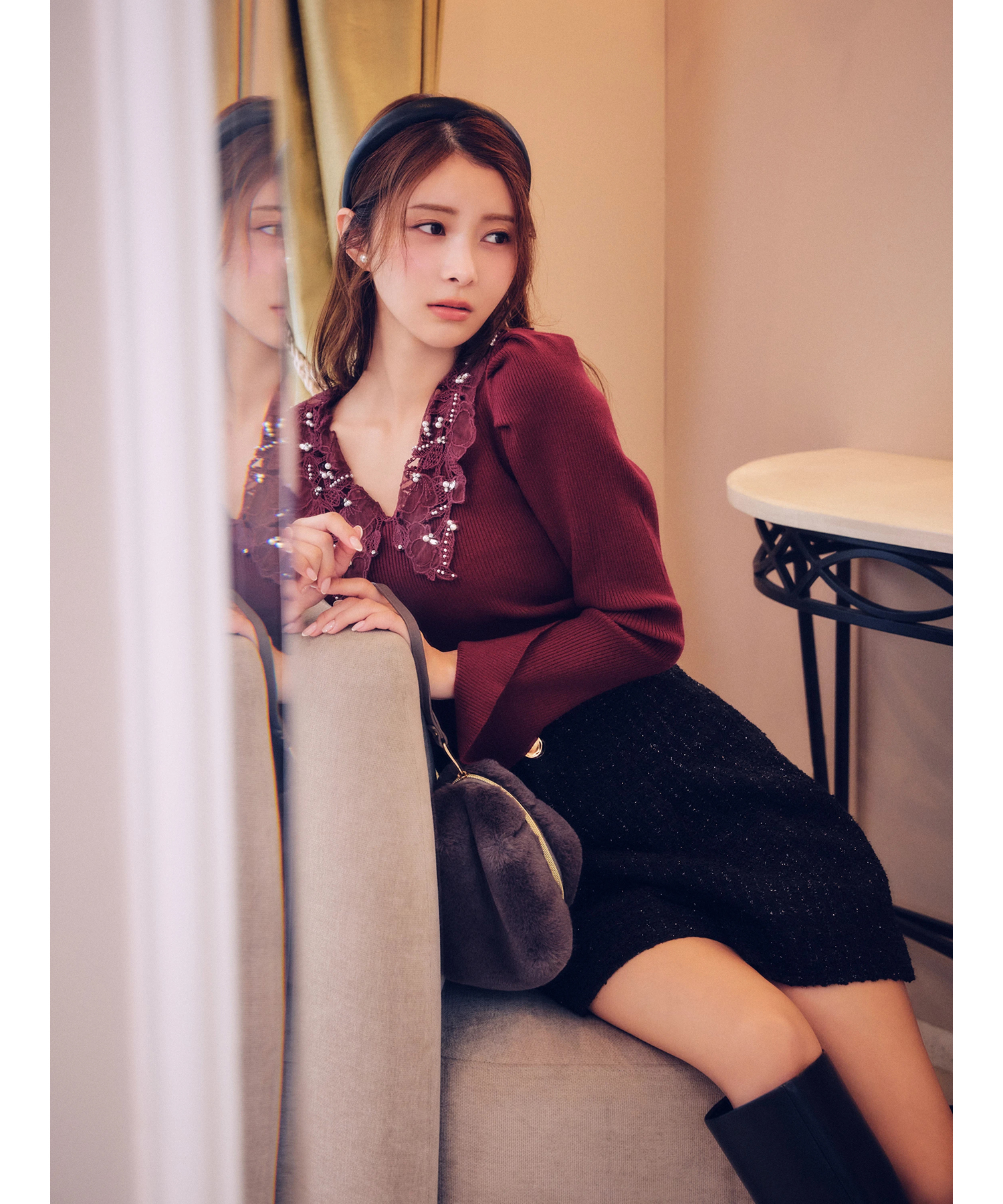 パールレースカラーニットトップス | ニット | Rirandture（リランド