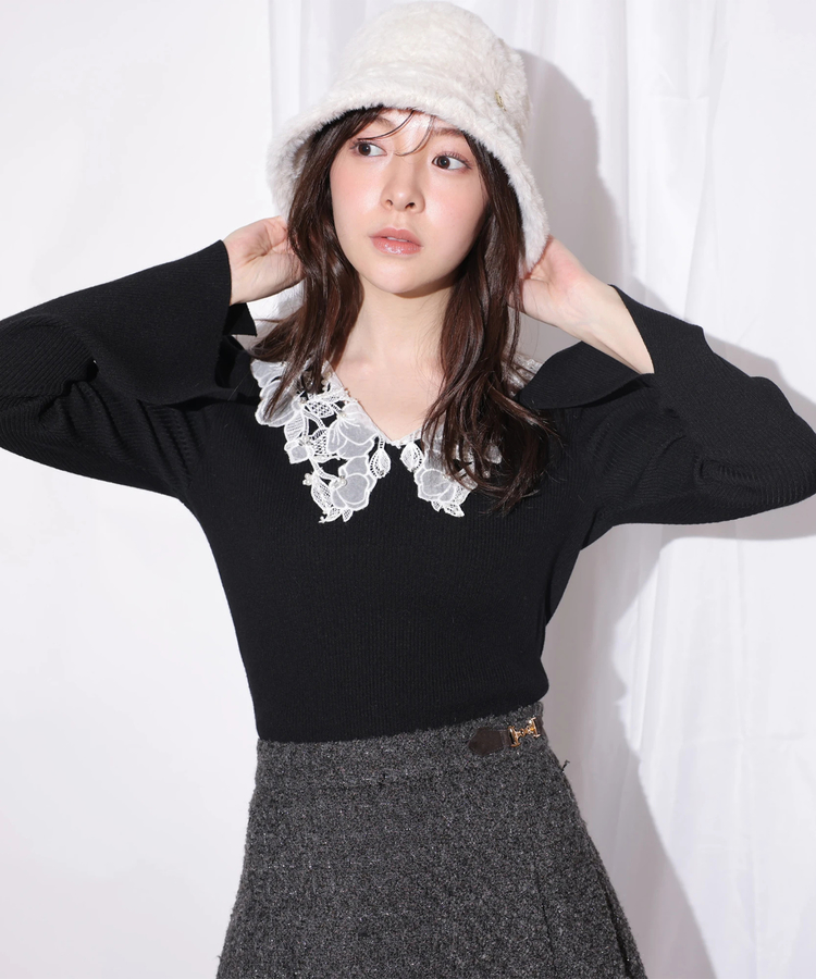 パールレースカラーニットトップス | ニット | Rirandture（リランド