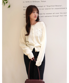 Rirandture(リランドチュール) |リボンテープ刺繍カーディガン