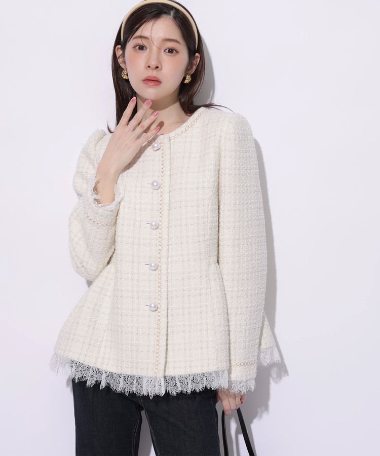 新品タグ　リランドチュール　ジャケット Rirandtureルミネ新宿店限定》〈MARIEBELLEコラボ〉Ribbon Shiny Knit