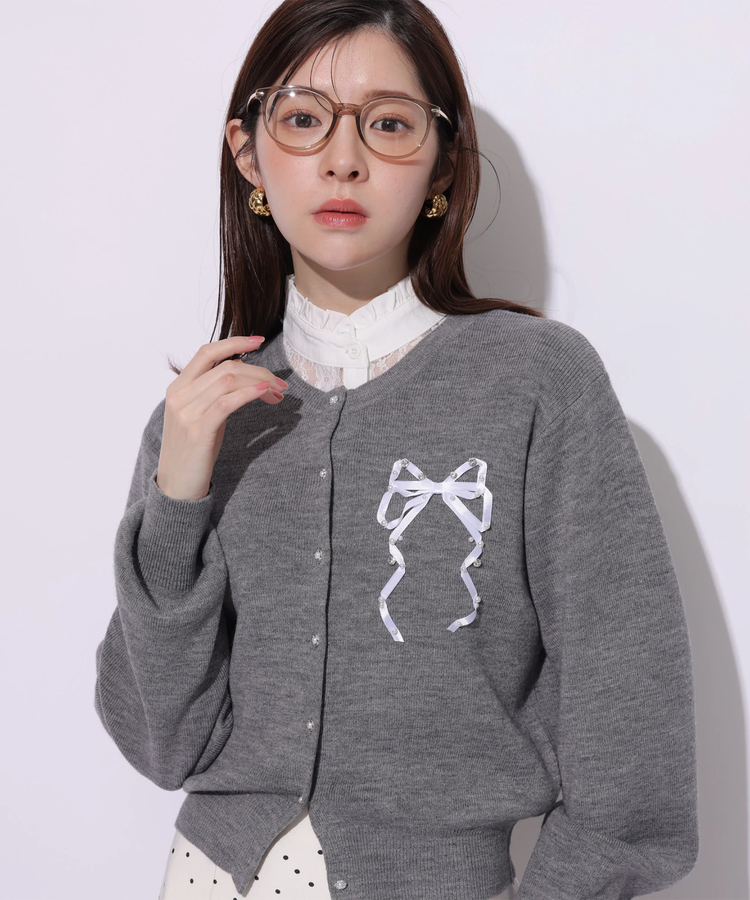 Rirandtureルミネ新宿店限定》リボンテープ刺繍カーディガン | カーデ