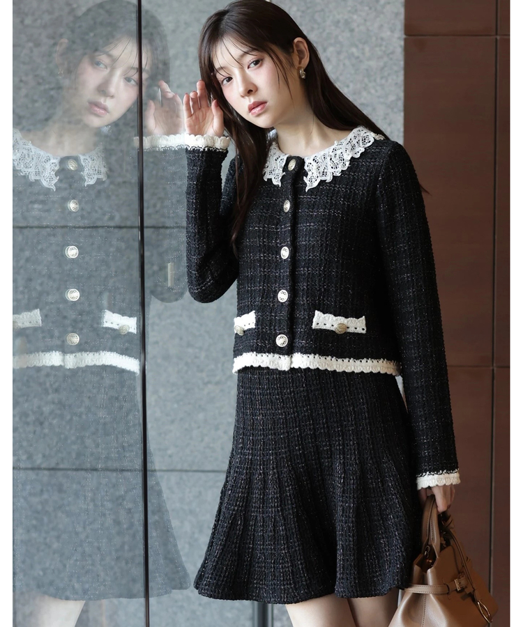 MARIEBELLEコラボ〉Lace Collar Knit Jacket | カーデ | Rirandture