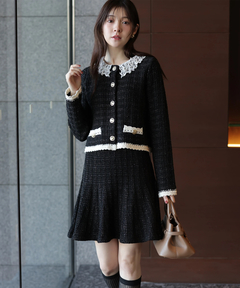 Rirandture(リランドチュール) |Lace Collar Knit Jacket