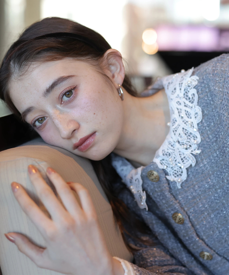 店舗限定》〈MARIEBELLEコラボ〉Lace Collar Knit Jacket | カーデ