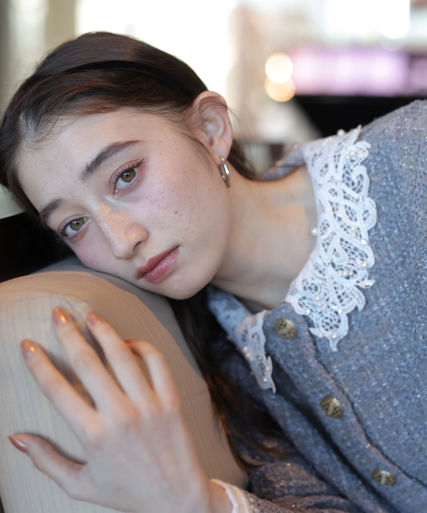Rirandture　MARIEBELLEコラボ　レースカラーニットジャケット 店舗限定》〈MARIEBELLEコラボ〉Lace Collar Knit Jacket | カーデ