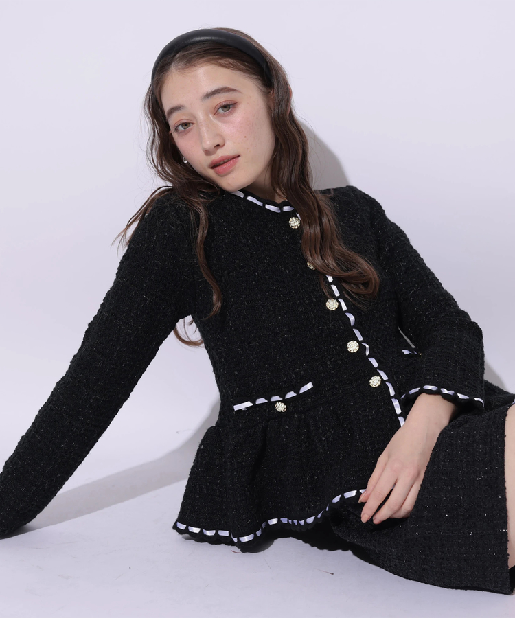 ツィードペプラムニットジャケット | カーデ | Rirandture（リランド