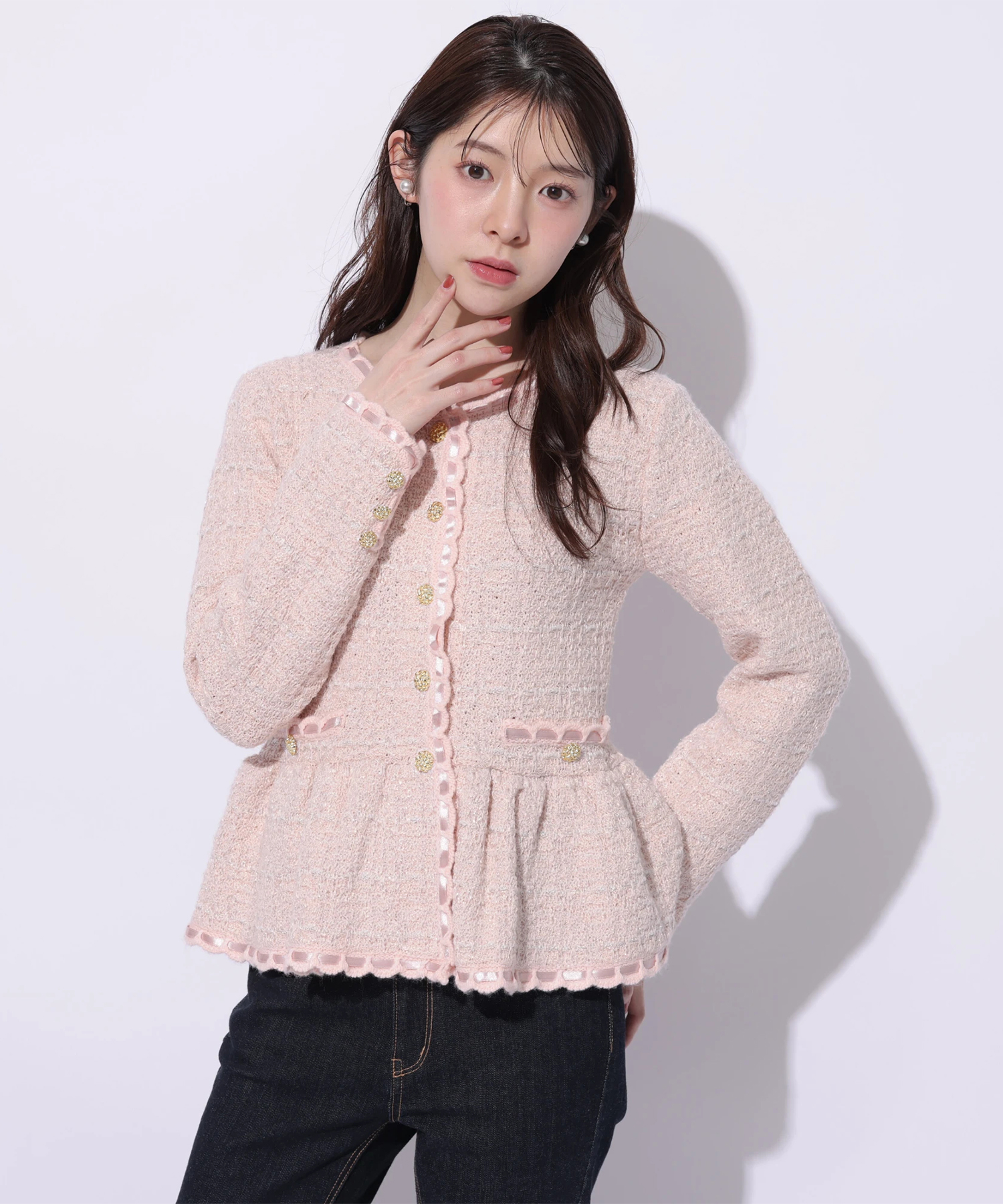 ツィードペプラムニットジャケット | カーデ | Rirandture（リランド