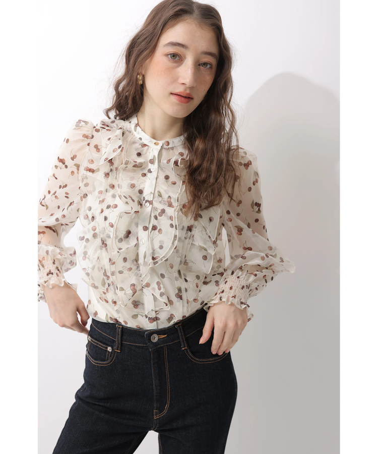 チェリープリントフリルブラウス | シャツ・ブラウス | Rirandture（リ