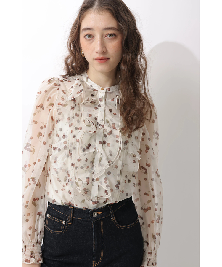 チェリープリントフリルブラウス | シャツ・ブラウス | Rirandture（リ