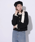 MARIEBELLEコラボ〉Ribbon Shiny Knit Jacket | カーデ | Rirandture