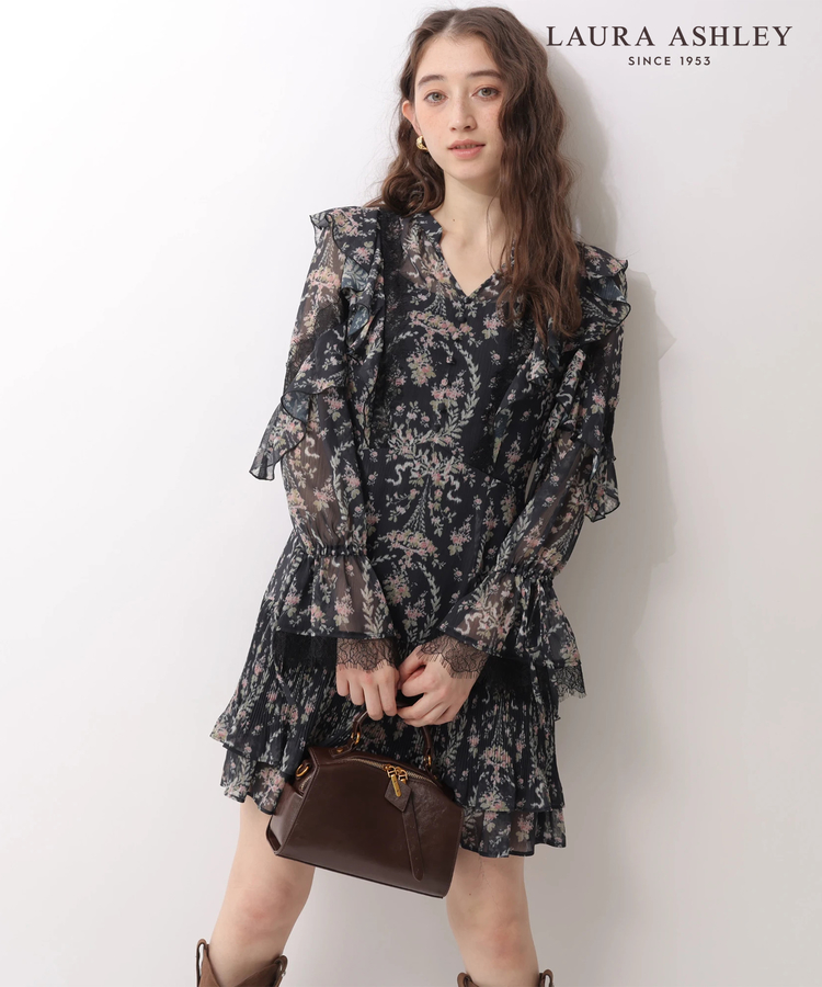 LAURA ASHLEYコラボ〉楊柳プリントチュニックワンピース | ワンピース