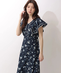 LAURA ASHLEYコラボ〉ハンカチスリーブプリントワンピース