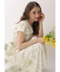 LAURA ASHLEYコラボ〉ハンカチスリーブプリントワンピース