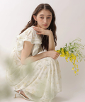 LAURA ASHLEYコラボ〉ハンカチスリーブプリントワンピース 