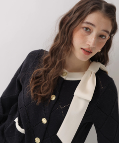 Rirandture(リランドチュール) |【Arpege story限定】〈MARIEBELLEコラボ〉Ribbon Shiny Knit Jacket