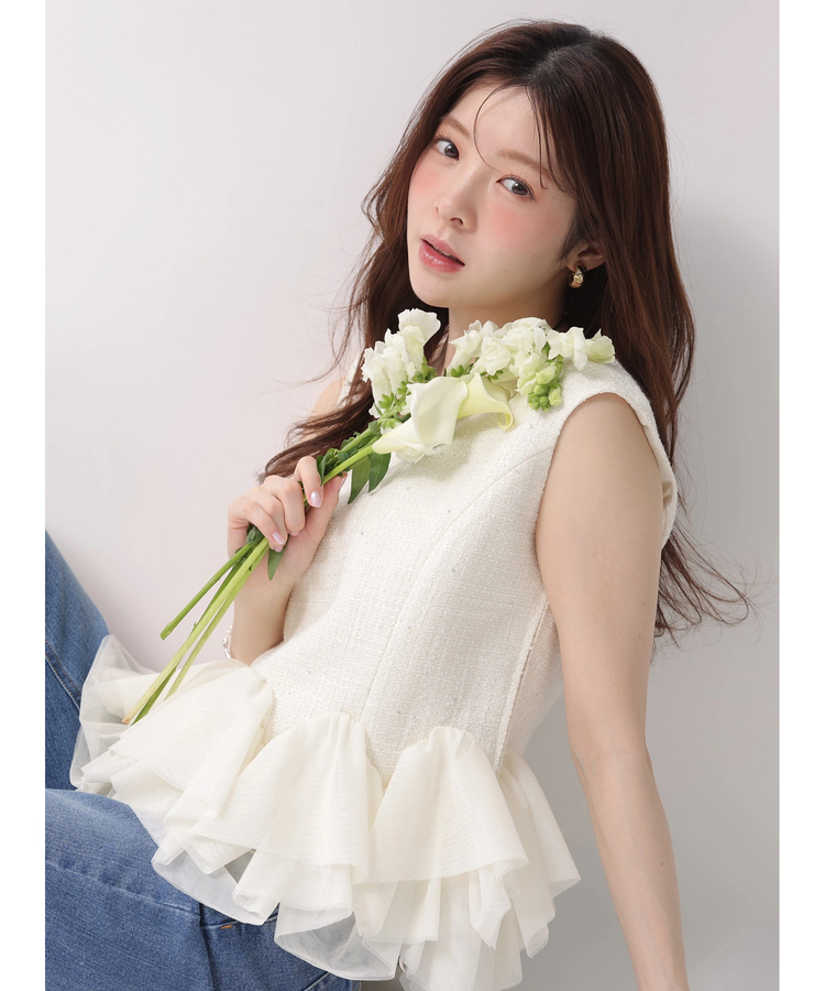 チュールラッフルツィードトップス | シャツ・ブラウス | Rirandture