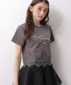 Rirandture(リランドチュール) |レースヘムロゴプリントTシャツ