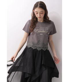 Rirandture(リランドチュール) |レースヘムロゴプリントTシャツ