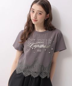 Rirandture(リランドチュール) |レースヘムロゴプリントTシャツ