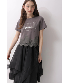 Rirandture(リランドチュール) |レースヘムロゴプリントTシャツ