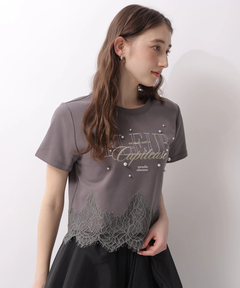 Rirandture(リランドチュール) |レースヘムロゴプリントTシャツ