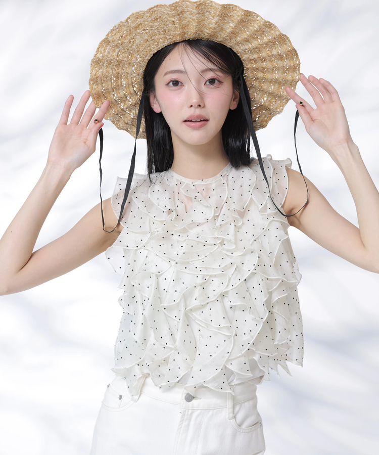 店舗限定》シアーラッフルノースリトップス | シャツ・ブラウス