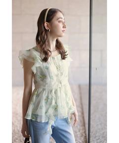 Rirandture(リランドチュール) |〈LAURA ASHLEYコラボ〉ペプラムラッフルブラウス