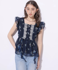 Rirandture(リランドチュール) |〈LAURA ASHLEYコラボ〉ペプラムラッフルブラウス