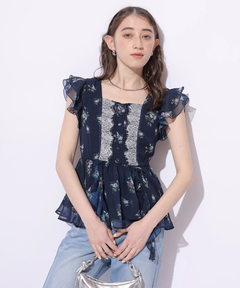 Rirandture(リランドチュール) |〈LAURA ASHLEYコラボ〉ペプラムラッフルブラウス