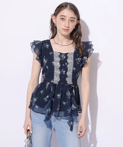 Rirandture(リランドチュール) |〈LAURA ASHLEYコラボ〉ペプラムラッフルブラウス