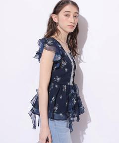 Rirandture(リランドチュール) |〈LAURA ASHLEYコラボ〉ペプラムラッフルブラウス