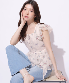 Rirandture(リランドチュール) |〈LAURA ASHLEYコラボ〉ペプラムラッフルブラウス