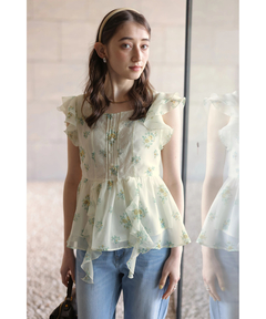 Rirandture(リランドチュール) |〈LAURA ASHLEYコラボ〉ペプラムラッフルブラウス