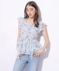 店舗限定》〈LAURA ASHLEYコラボ〉ペプラムラッフルブラウス | シャツ 